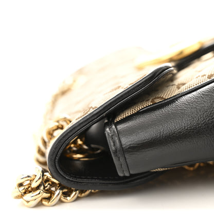 Gucci Monogram Matelasse Diagonal Mini GG Marmont Shoulder Bag Beige Black 14 of 15