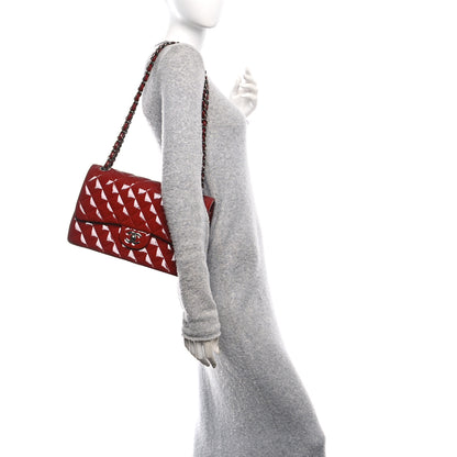 Chanel Patent Quilted Jumbo Double Flap Dark Red 2 of 11