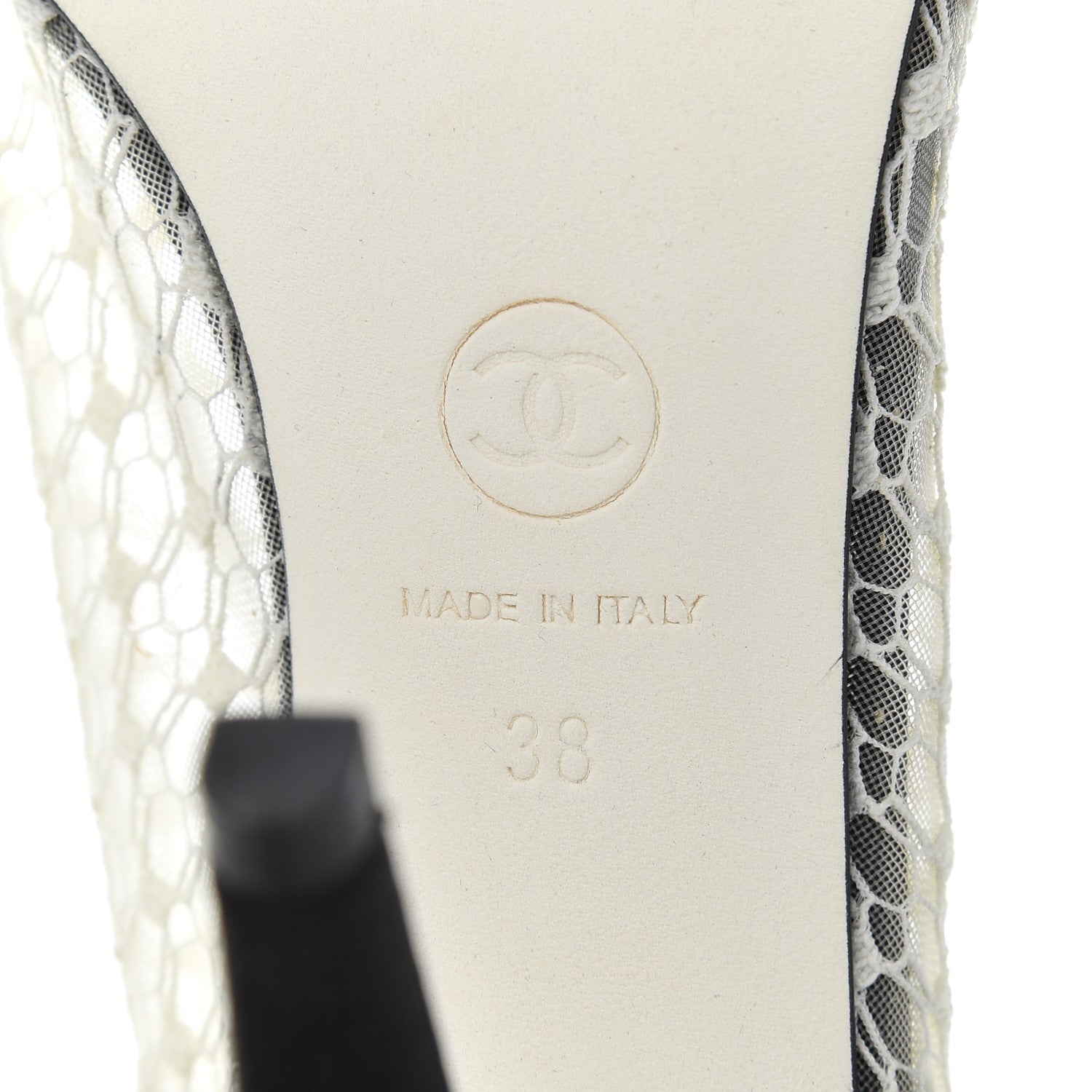 Chanel Lace Mesh Booties 38 Ivory Black 6 of 12