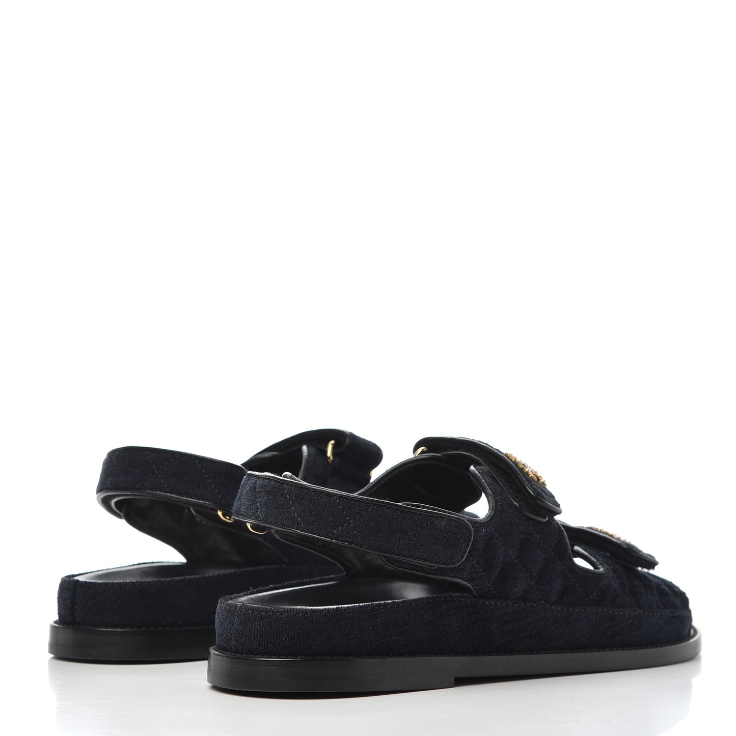 Denim Quilted Velcro Dad Sandals 41 Blue