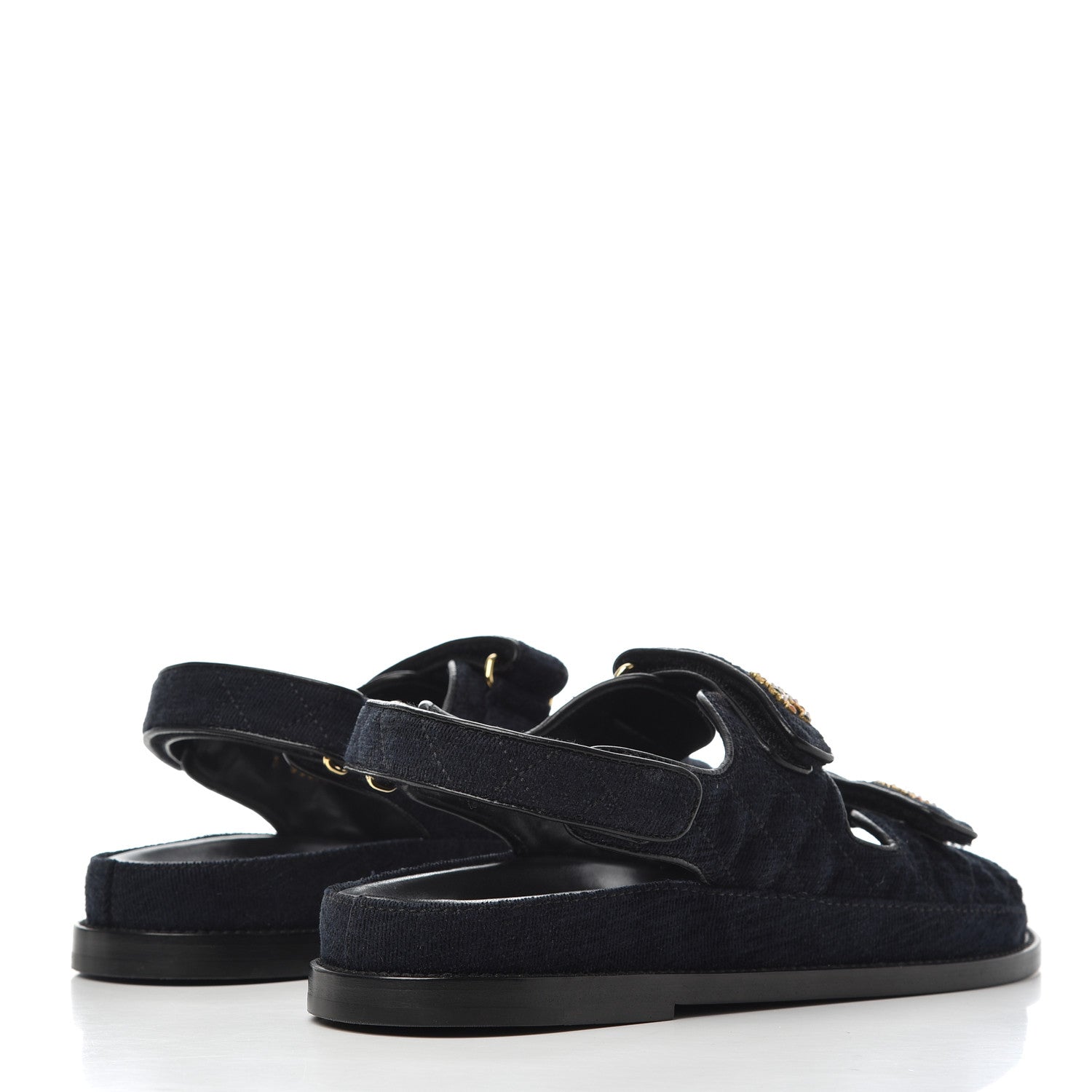 Chanel Denim Quilted Velcro Dad Sandals 41 Blue 4 of 9