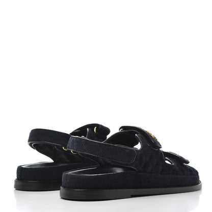 Chanel Denim Quilted Velcro Dad Sandals 41 Blue 4 of 9