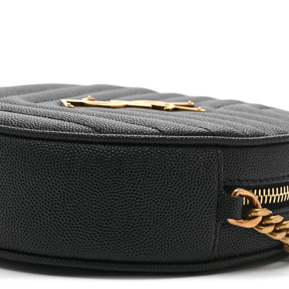 Saint Laurent Grain De Poudre Matelasse Chevron Quilted Round Vinyle Camera Bag Black 10 of 10