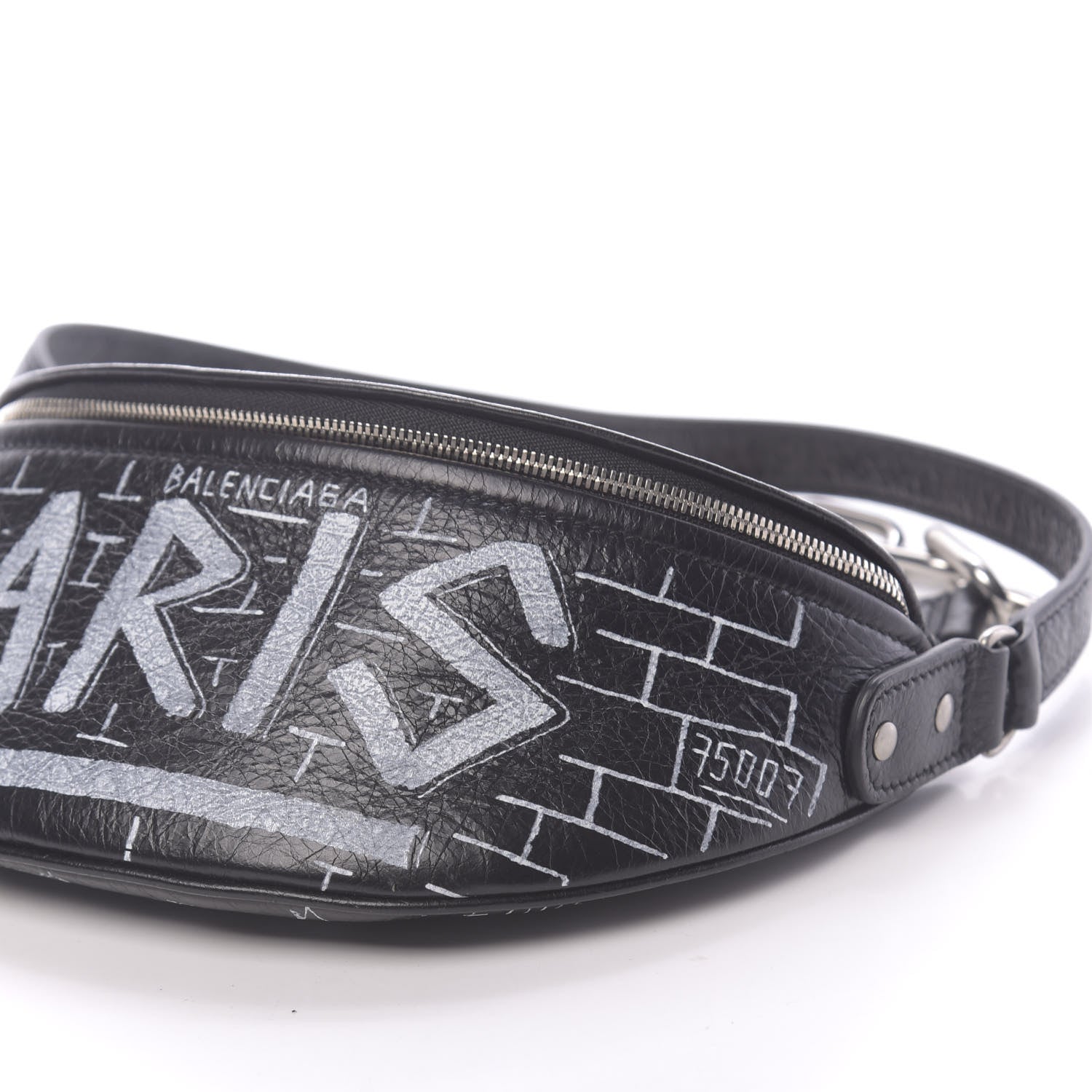 Balenciaga Agneau Arena Graffiti All Over XXS Souvenir Belt Bag Black White 9 of 10