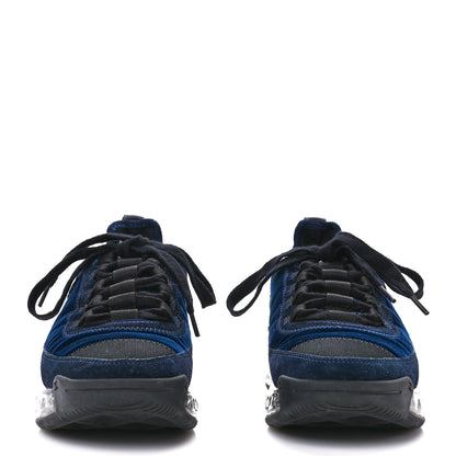 Chanel Suede Calfskin Velvet Grosgrain CC Sneakers 36 Navy Blue Black 2 of 8