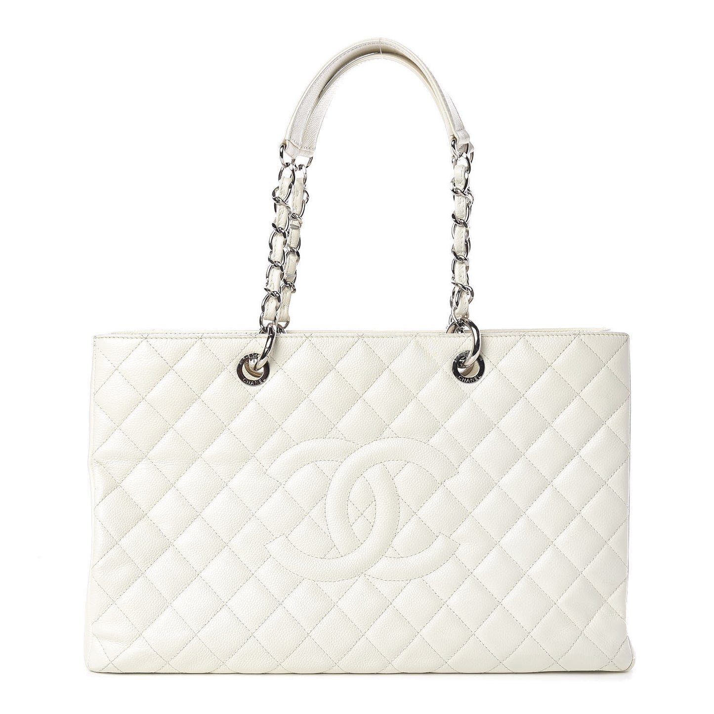 Caviar Quilted XL Grand Shopping Tote GST White
