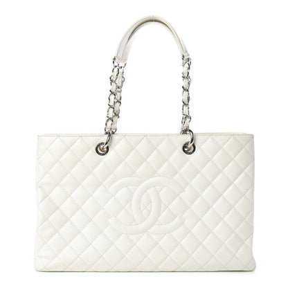 Chanel Caviar Quilted XL Grand Shopping Tote GST White 1 of 12
