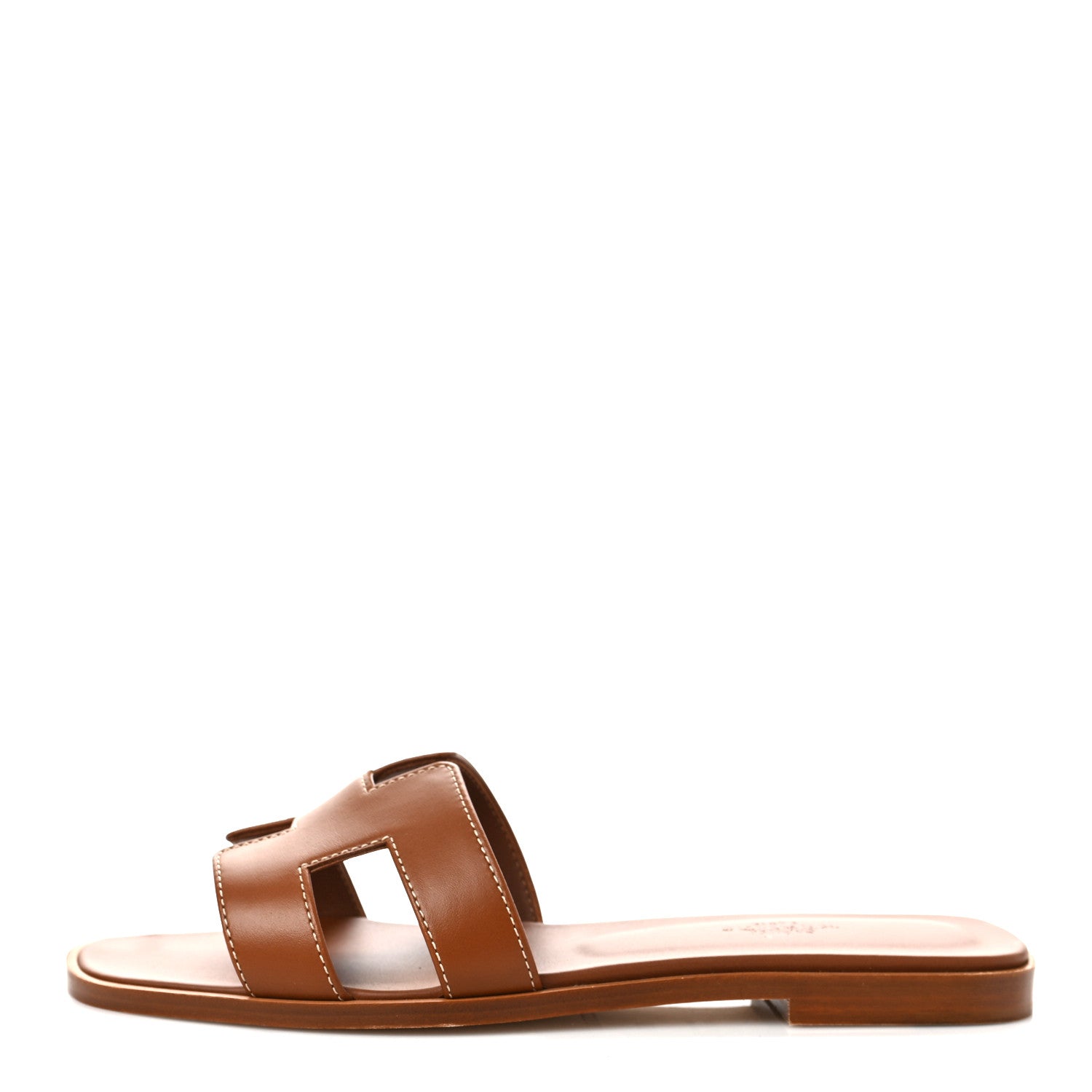 Hermes Box Calfskin Oran Sandals 36.5 Gold 1 of 9