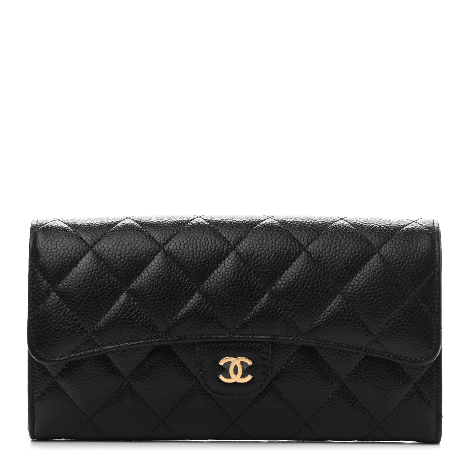 Chanel Caviar Quilted Large Gusset Flap Wallet Black 1 of 9