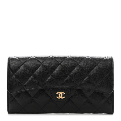 Chanel Caviar Quilted Large Gusset Flap Wallet Black 1 of 9