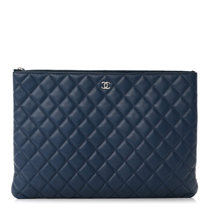 Chanel Lambskin Quilted Large Cosmetic Case Navy 1 of 10