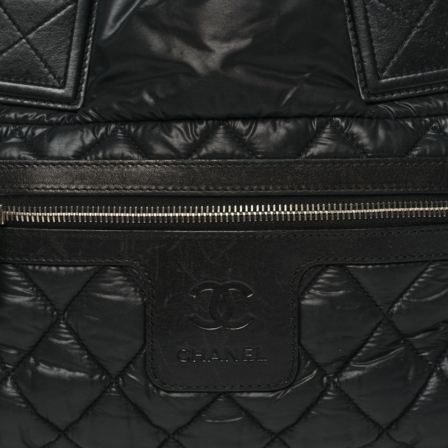 Nylon Quilted Small Coco Cocoon Tote Black