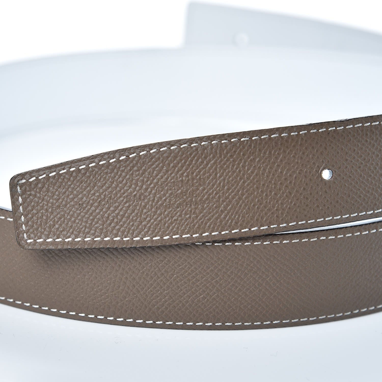 Hermes Epsom 32mm Belt Strap 95 White Etoupe 3 of 9