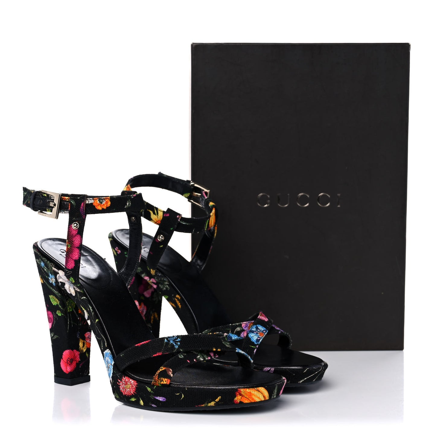 Canvas Flora High Heel Sandals 8.5 Black