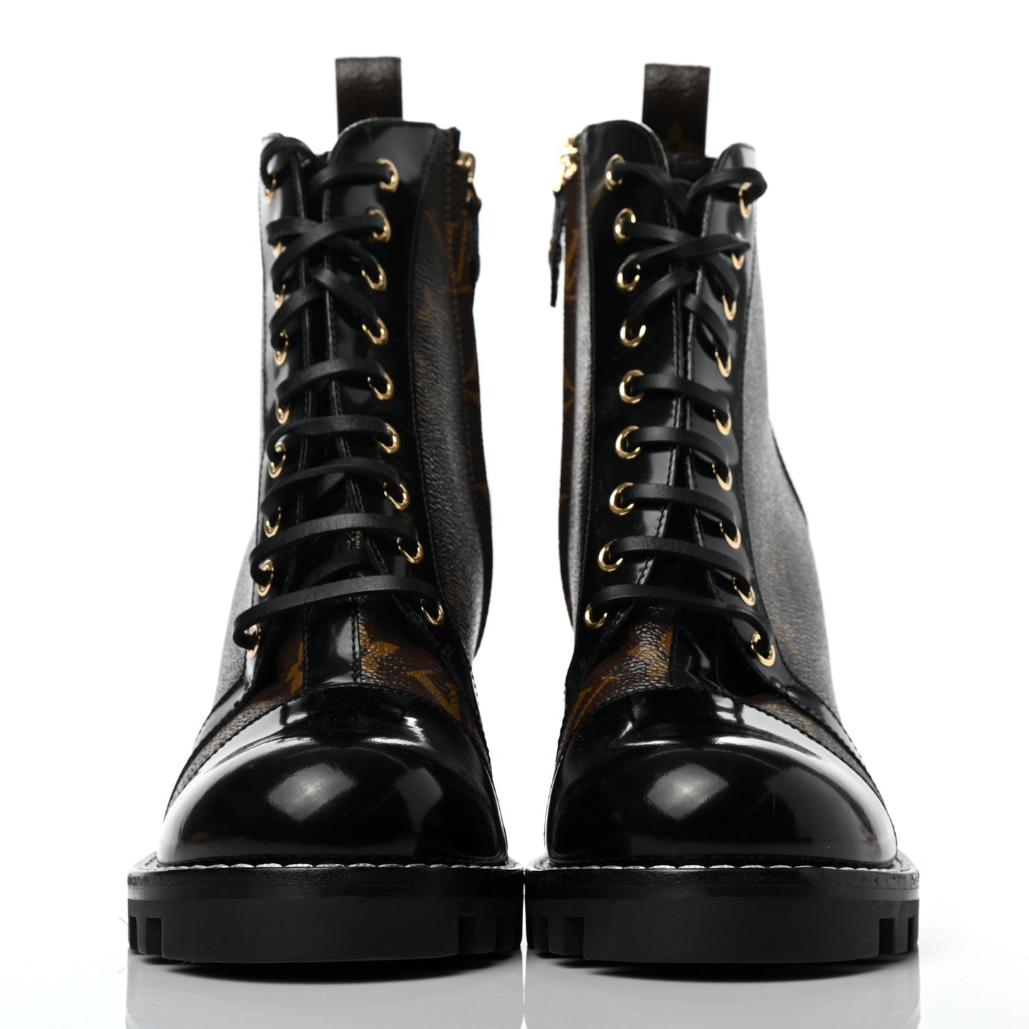 Patent Calfskin Monogram Star Trail Ankle Boots 40 Black
