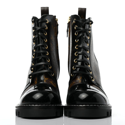 Louis Vuitton Patent Calfskin Monogram Star Trail Ankle Boots 40 Black 2 of 11