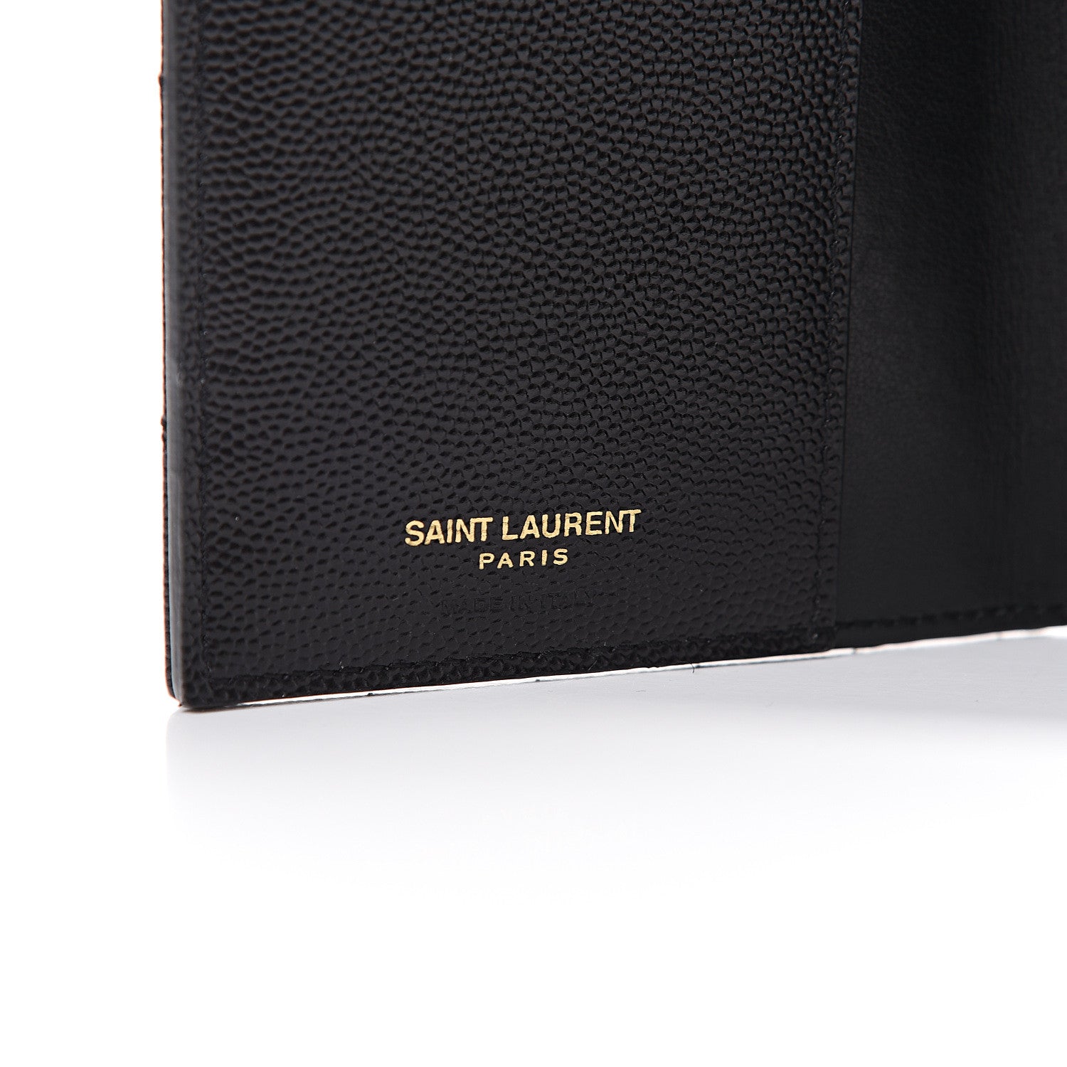 Saint Laurent Grain De Poudre Matelasse Chevron Small Monogram Passport Case Black 5 of 8