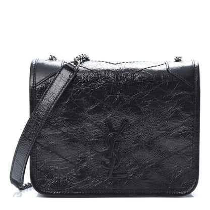 Saint Laurent Crinkled Calfskin Matelasse Monogram Niki Chain Wallet Black 1 of 10