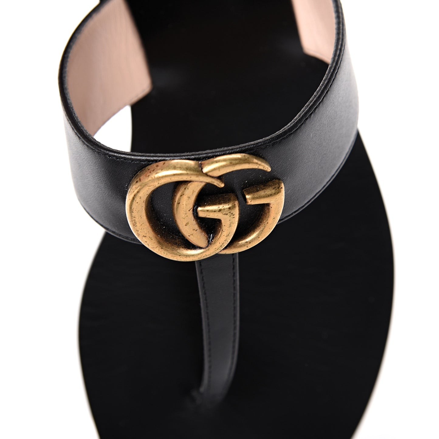 Calfskin GG Marmont Thong Sandals 36 Black