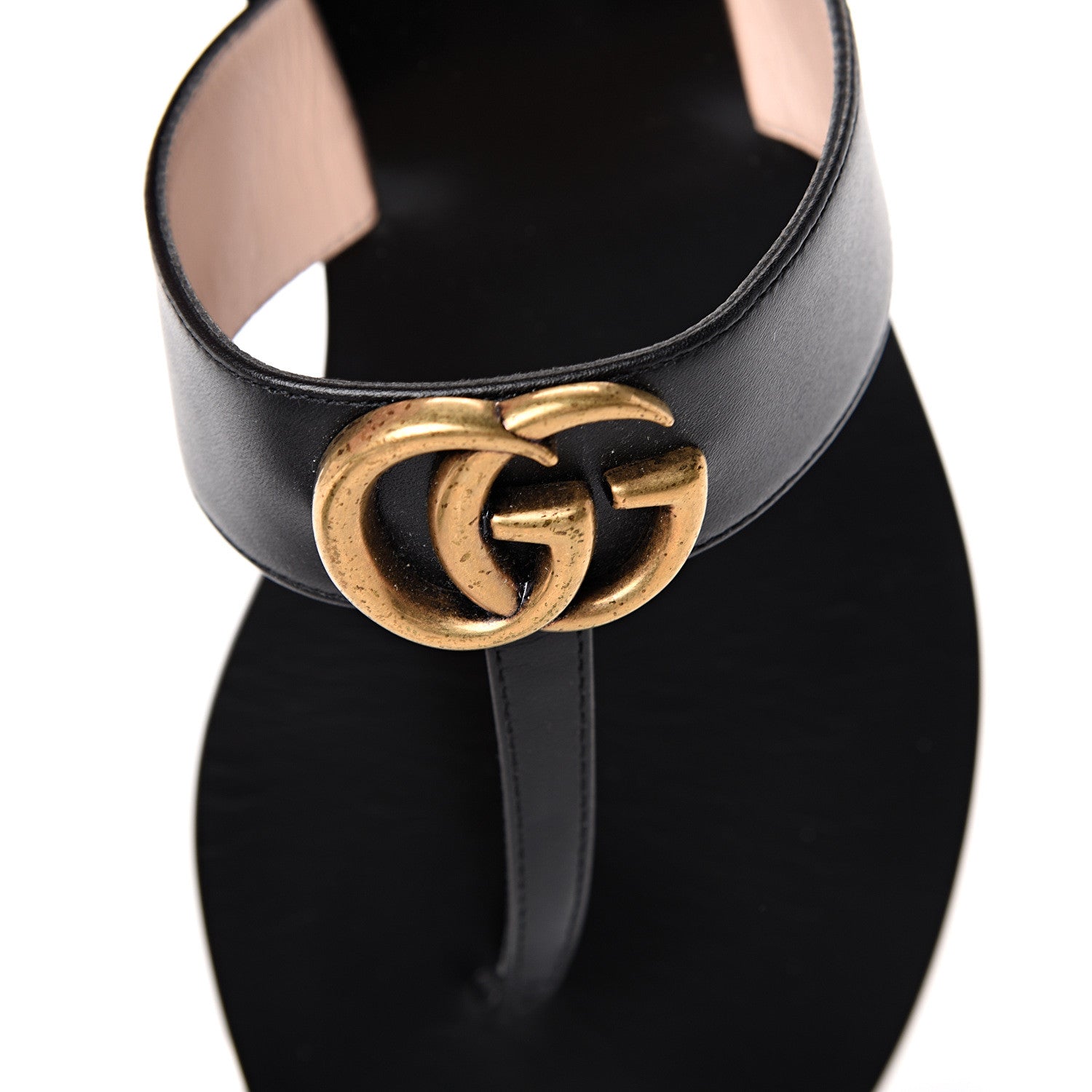 Gucci Calfskin GG Marmont Thong Sandals 36 Black 11 of 12