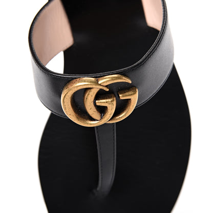 Gucci Calfskin GG Marmont Thong Sandals 36 Black 11 of 12