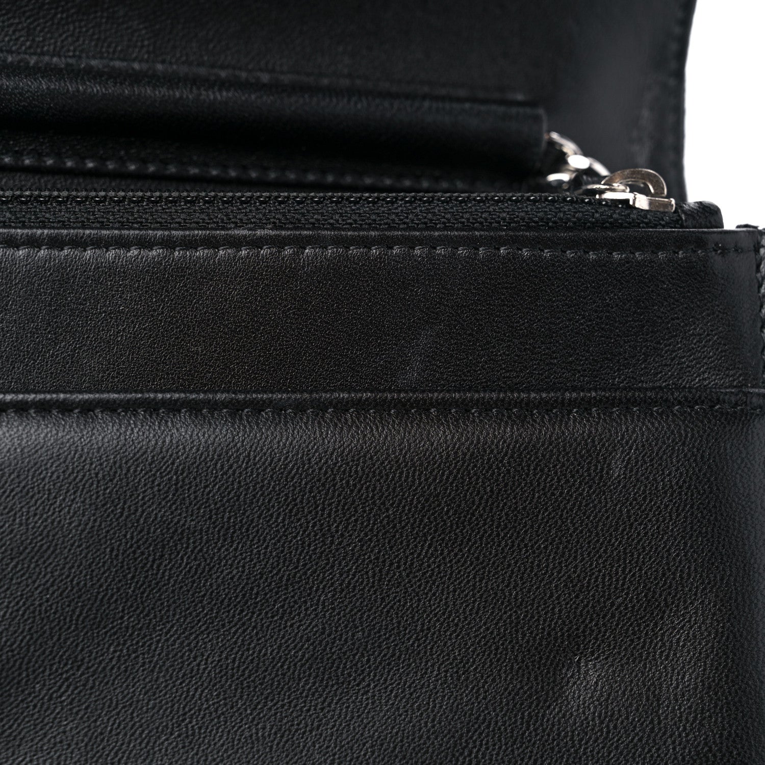 Chanel Velvet Metallic Embellished Boy Wallet On Chain WOC Silver Black 11 of 12