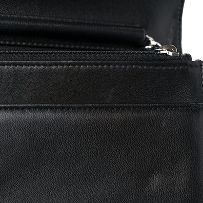 Chanel Velvet Metallic Embellished Boy Wallet On Chain WOC Silver Black 11 of 12