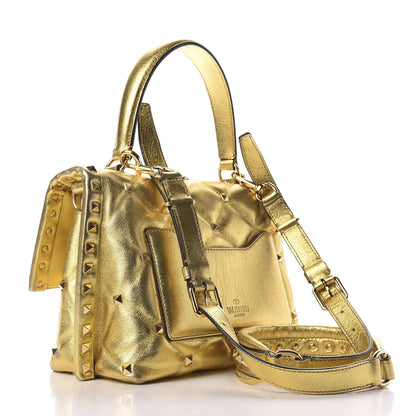 Valentino Garavani Metallic Nappa Candystud Top Handle Bag Gold 3 of 10