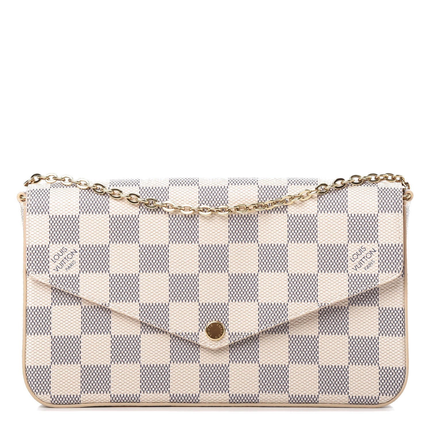 Louis Vuitton Damier Azur Pochette Felicie Chain Wallet Rose Ballerine 1 of 10