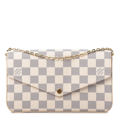Louis Vuitton Damier Azur Pochette Felicie Chain Wallet Rose Ballerine 1 of 10