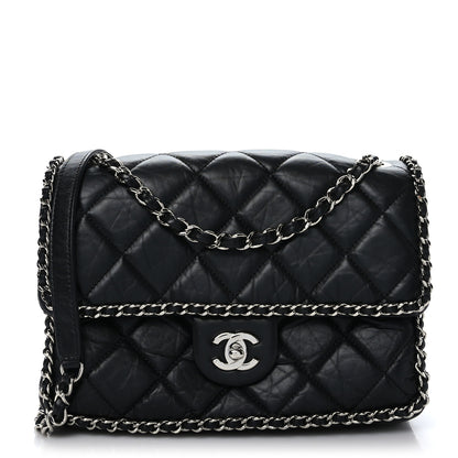 Chanel Crumpled Calfskin Medium Chain All Over Flap Black 2 of 9