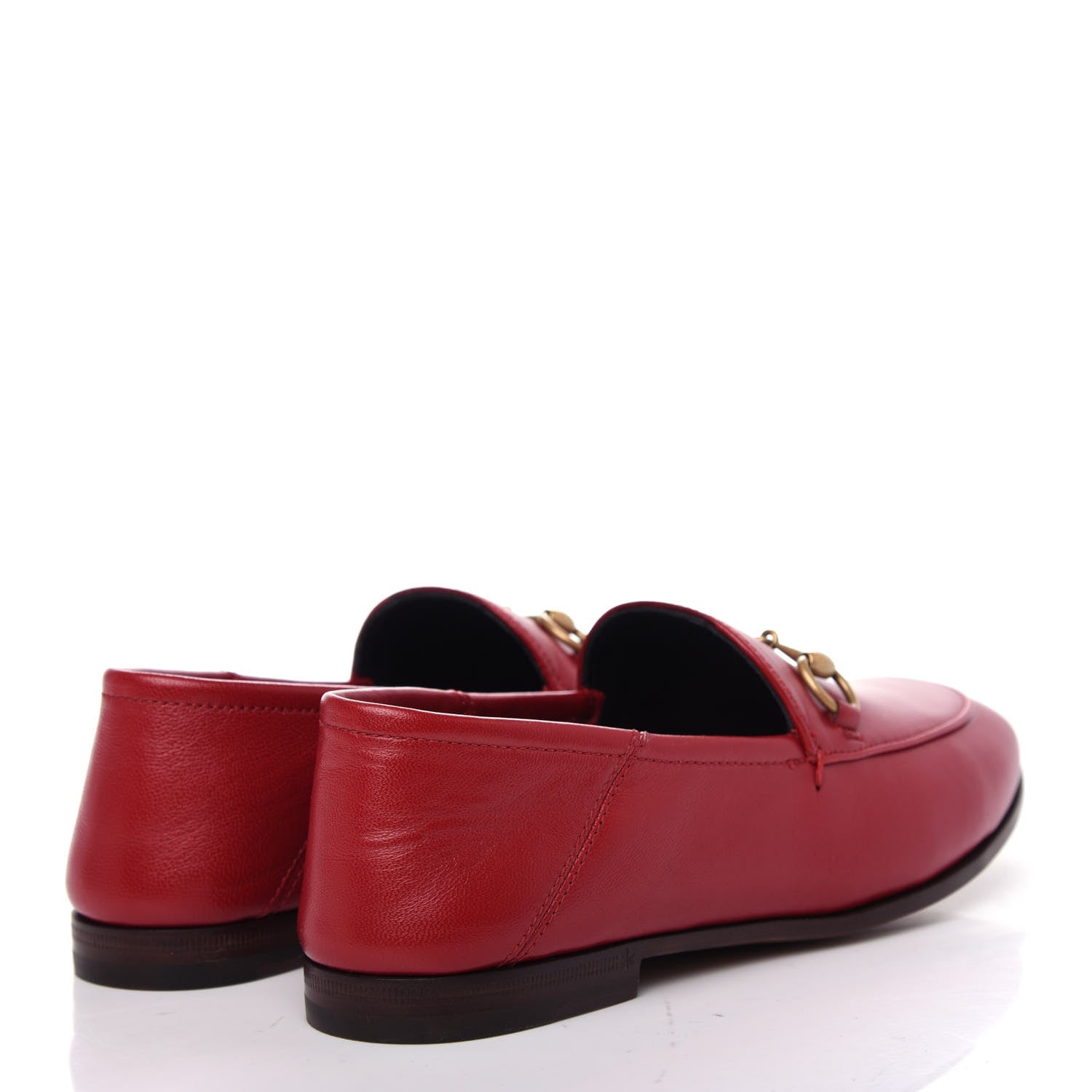 Gucci Lambskin Womens Brixton Horsebit Loafers 35.5 Hibiscus Red 4 of 10