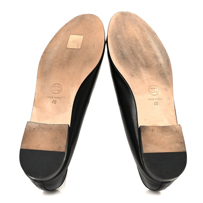 Chanel Lambskin Patent Cap Toe Pearl CC Ballerina Flats 40 Black 6 of 9
