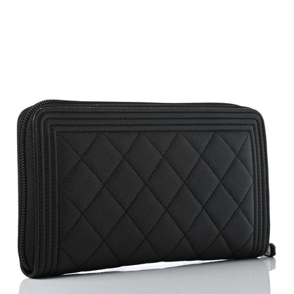 Chanel Caviar Quilted Boy Zip Around Organizer Wallet So Black 2 of 4