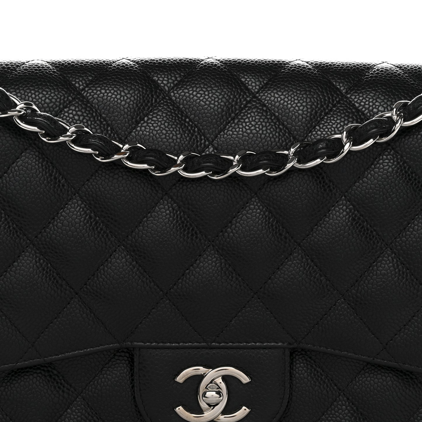 Caviar Quilted Jumbo Double Flap Black