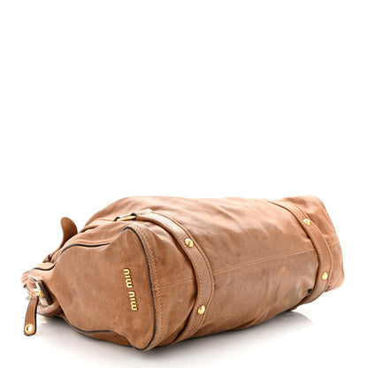 Miu Miu Nappa Frame Shopping Tote Cammello 4 of 13
