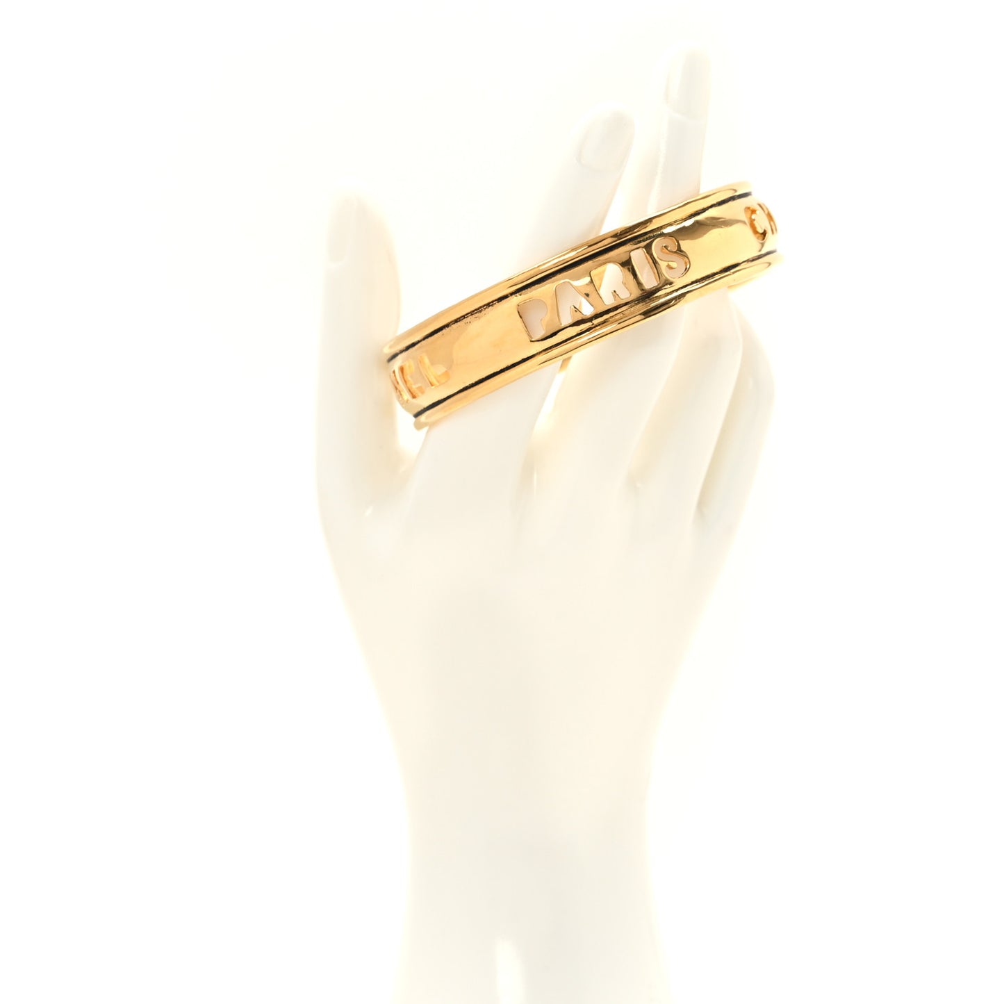 Logo Paris Cut Out Bangle Gold