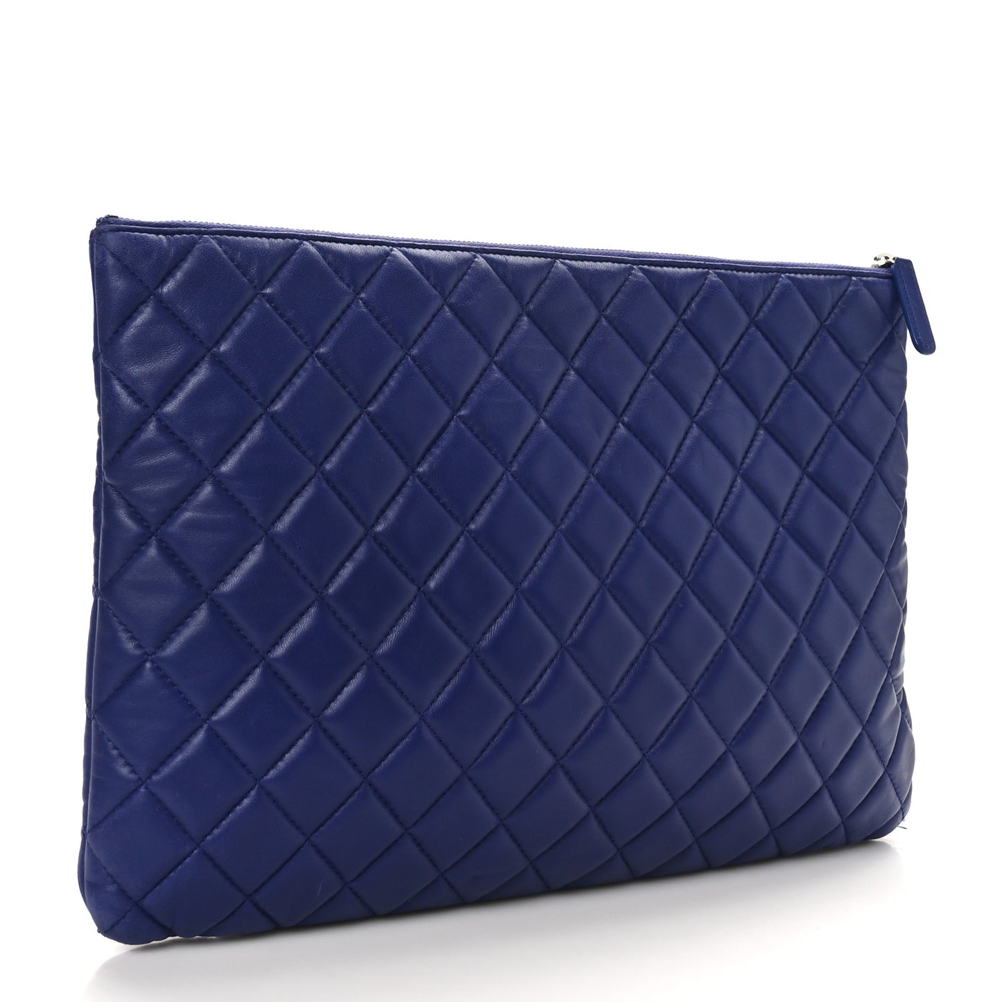 Lambskin Quilted Large Beauty CC Cosmetic Case Navy