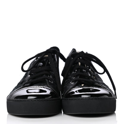 Chanel Patent Grained Goatskin Hollow Out Flower Sneakers 38.5 Black 2 of 10