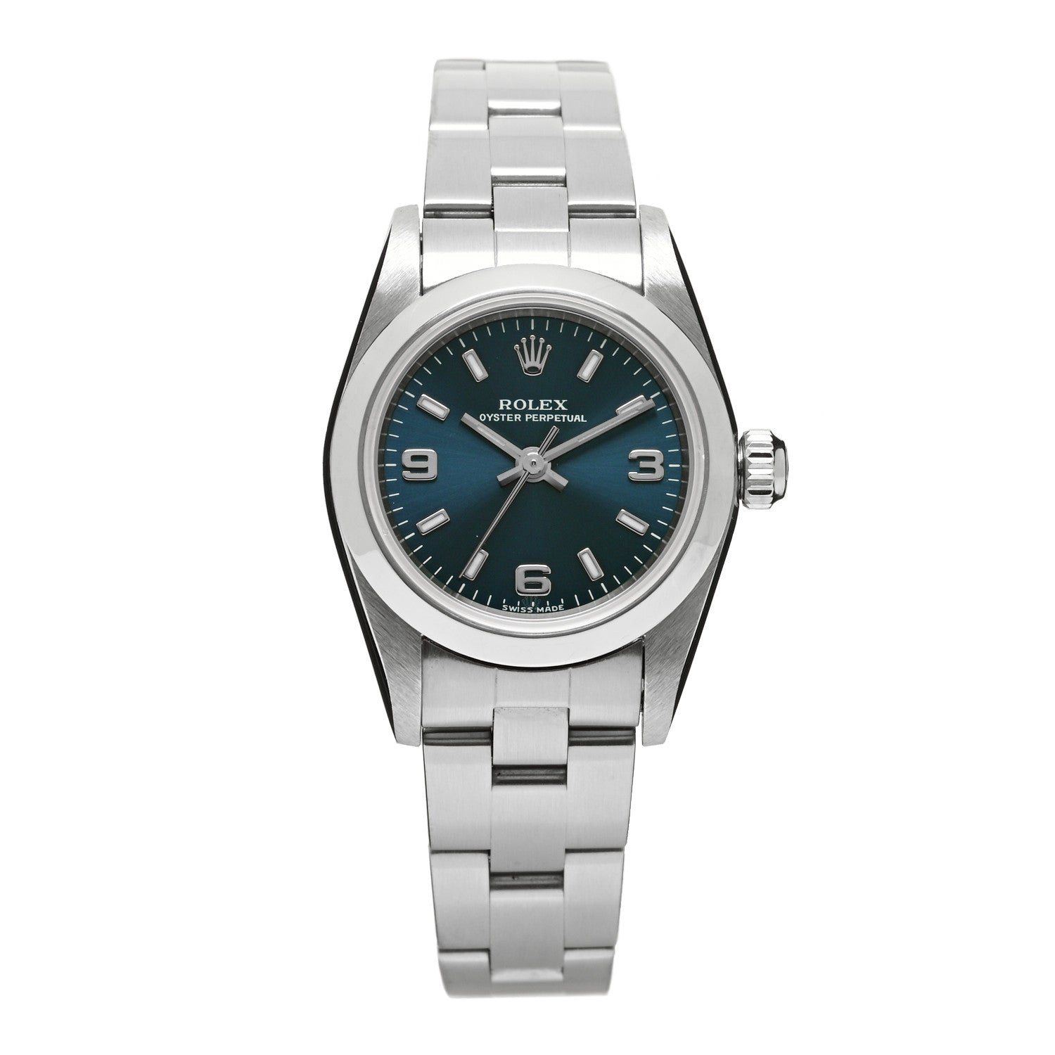 Rolex Stainless Steel 24mm Oyster Perpetual Watch Blue 76080 1 of 4