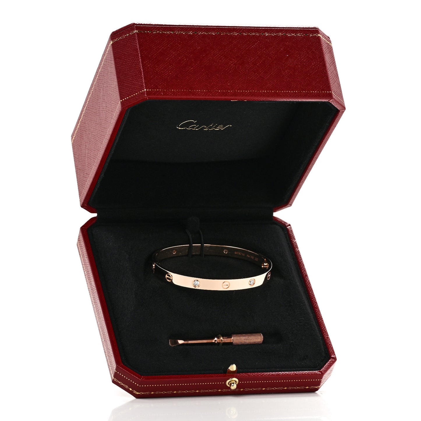 18K Pink Gold 4 Diamond LOVE Bracelet 17