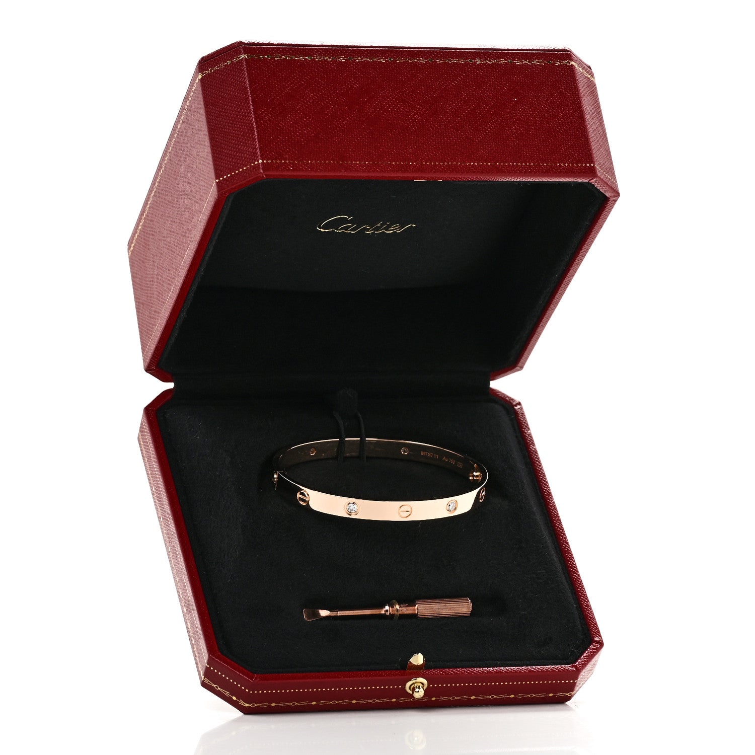 Cartier 18K Pink Gold 4 Diamond LOVE Bracelet 17 9 of 9