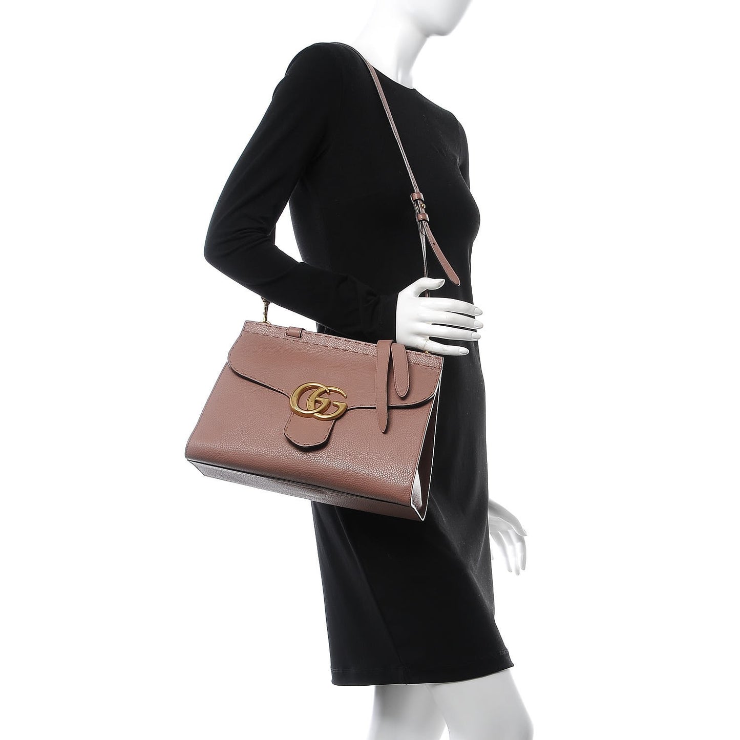 Calfskin Small GG Marmont Top Handle Bag Rosy Phard