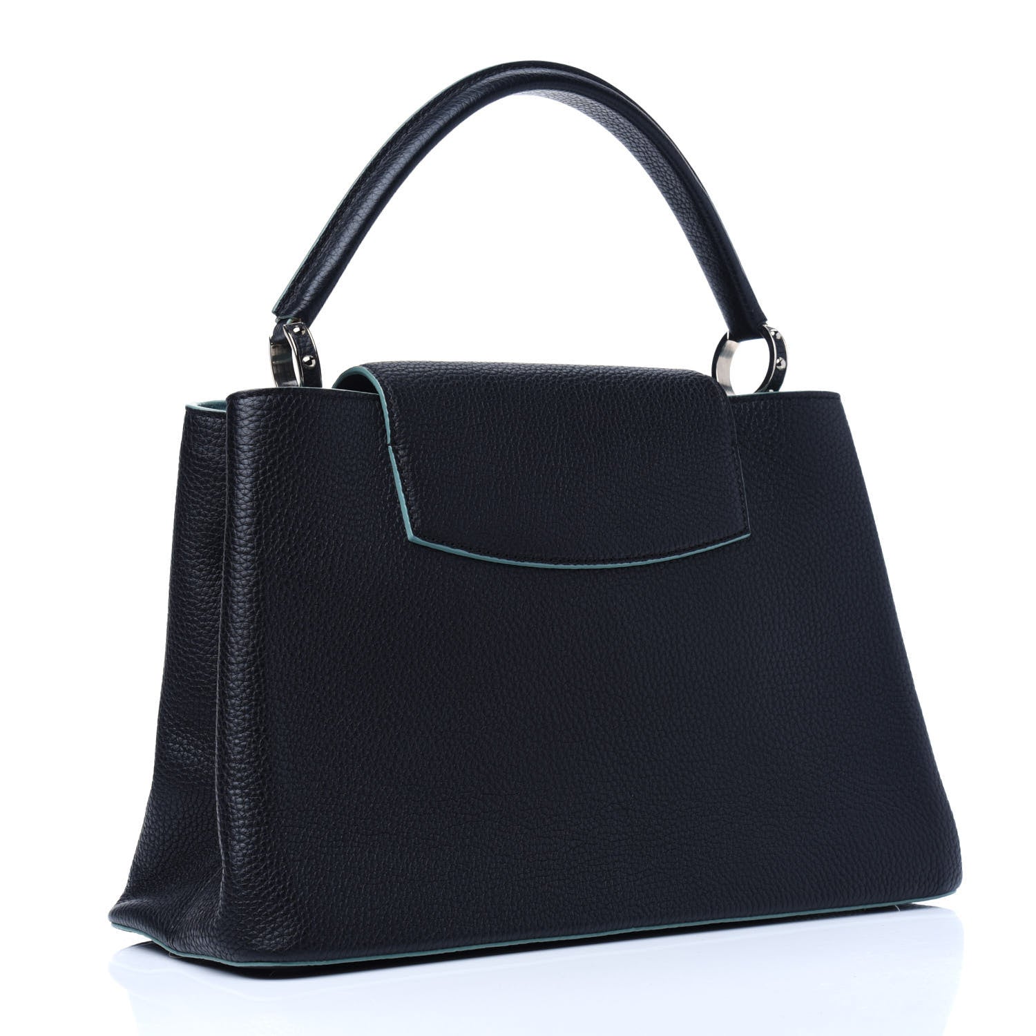 Louis Vuitton Taurillon Capucines MM Black Turquoise 4 of 29