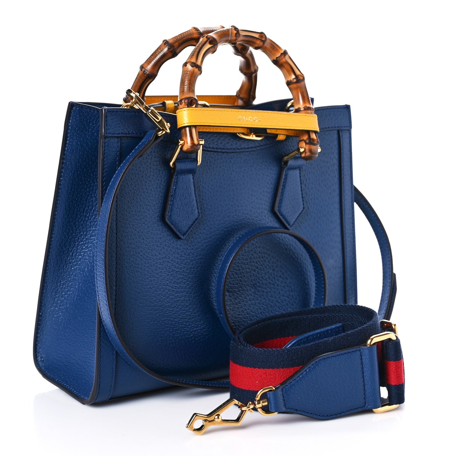 Gucci Textured Dollar Calfskin Web Small Diana Tote Bag Royal Crop 2 of 9