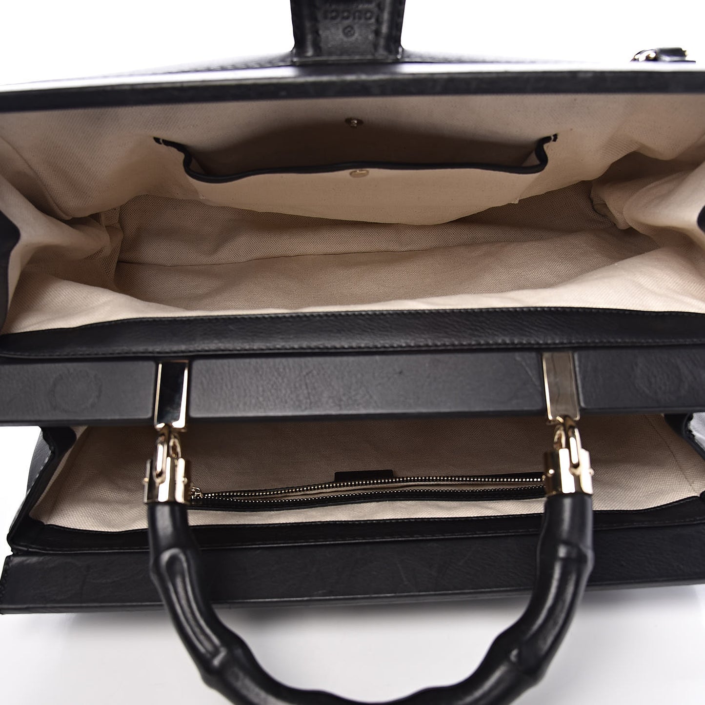 Calfskin Bold Bamboo Medium Top Handle Bag Black
