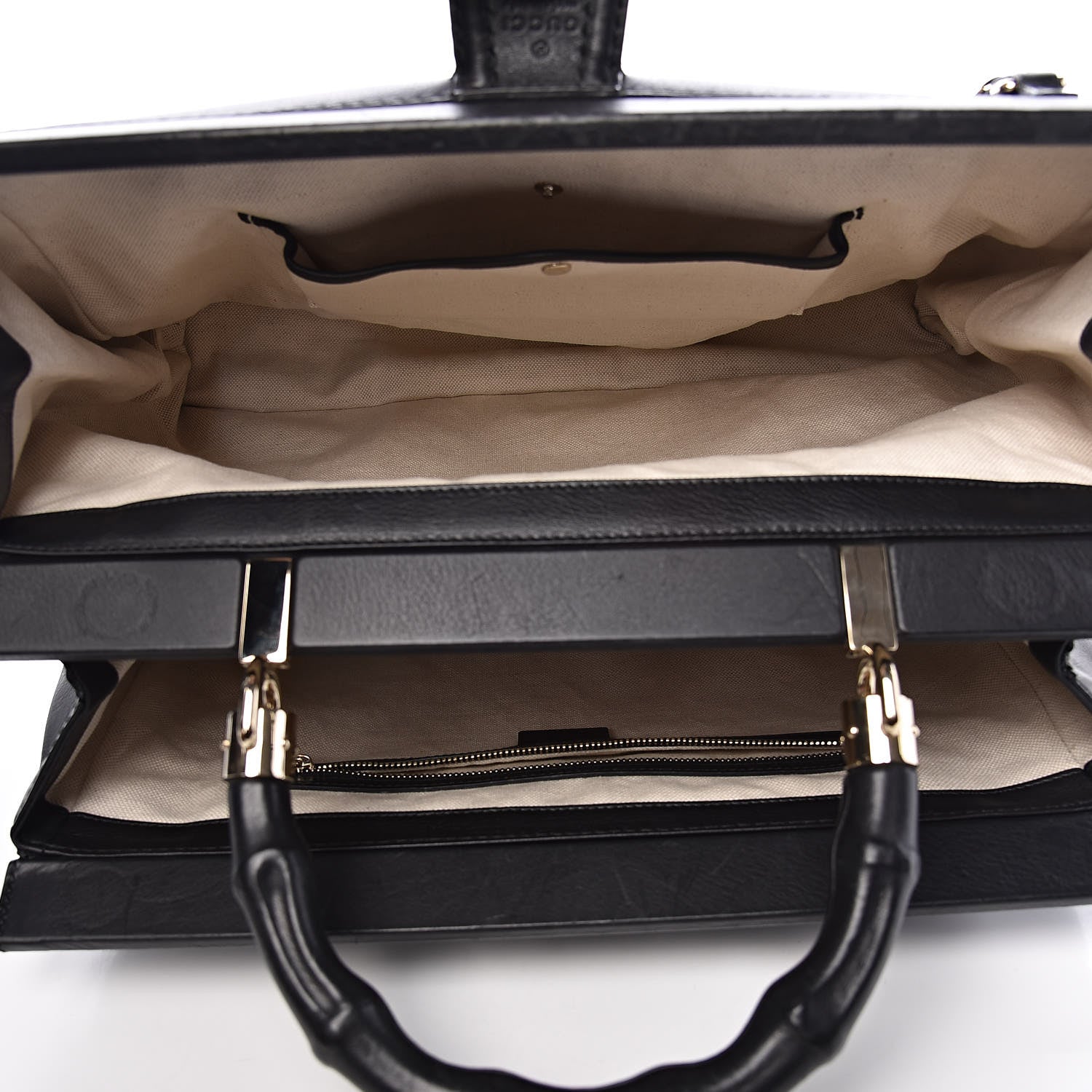 Gucci Calfskin Bold Bamboo Medium Top Handle Bag Black 6 of 12