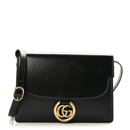 Gucci Textured Calfskin Medium Torchon GG Ring Shoulder Bag Black 1 of 9