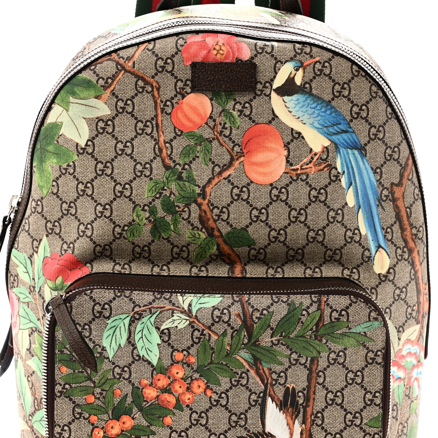 Gucci GG Supreme Monogram Tian Web Small Day Backpack Beige Multicolor New Acero 8 of 11