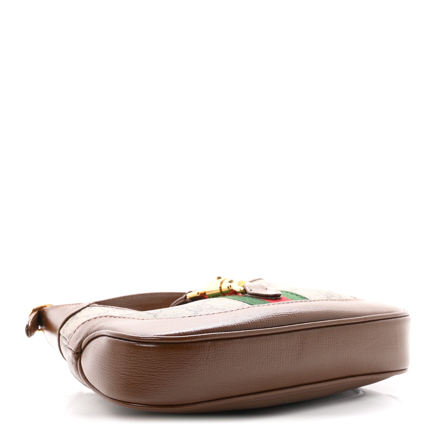 Gucci GG Supreme Monogram Azalea Calfskin Web Mini Jackie 1961 Hobo Beige Ebony Brown Sugar 4 of 13